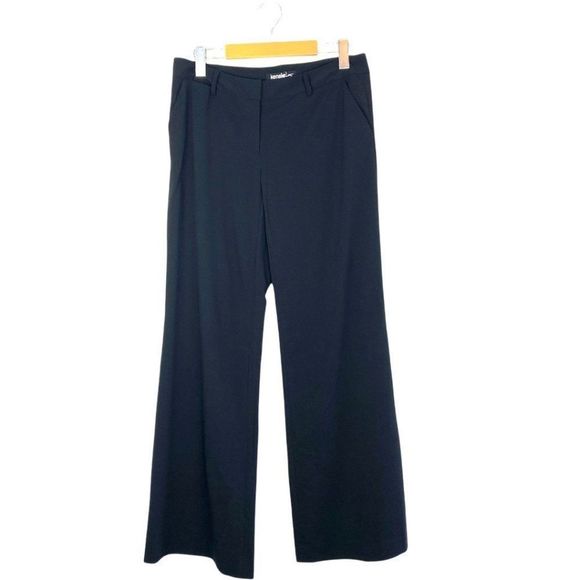Kensie Pretty Women's Black Mid Rise Wide Leg Trousers Dress Pants US 6 - Picture 1 of 8